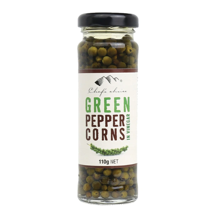 Chef's choice organic green peppercorns in vinegar